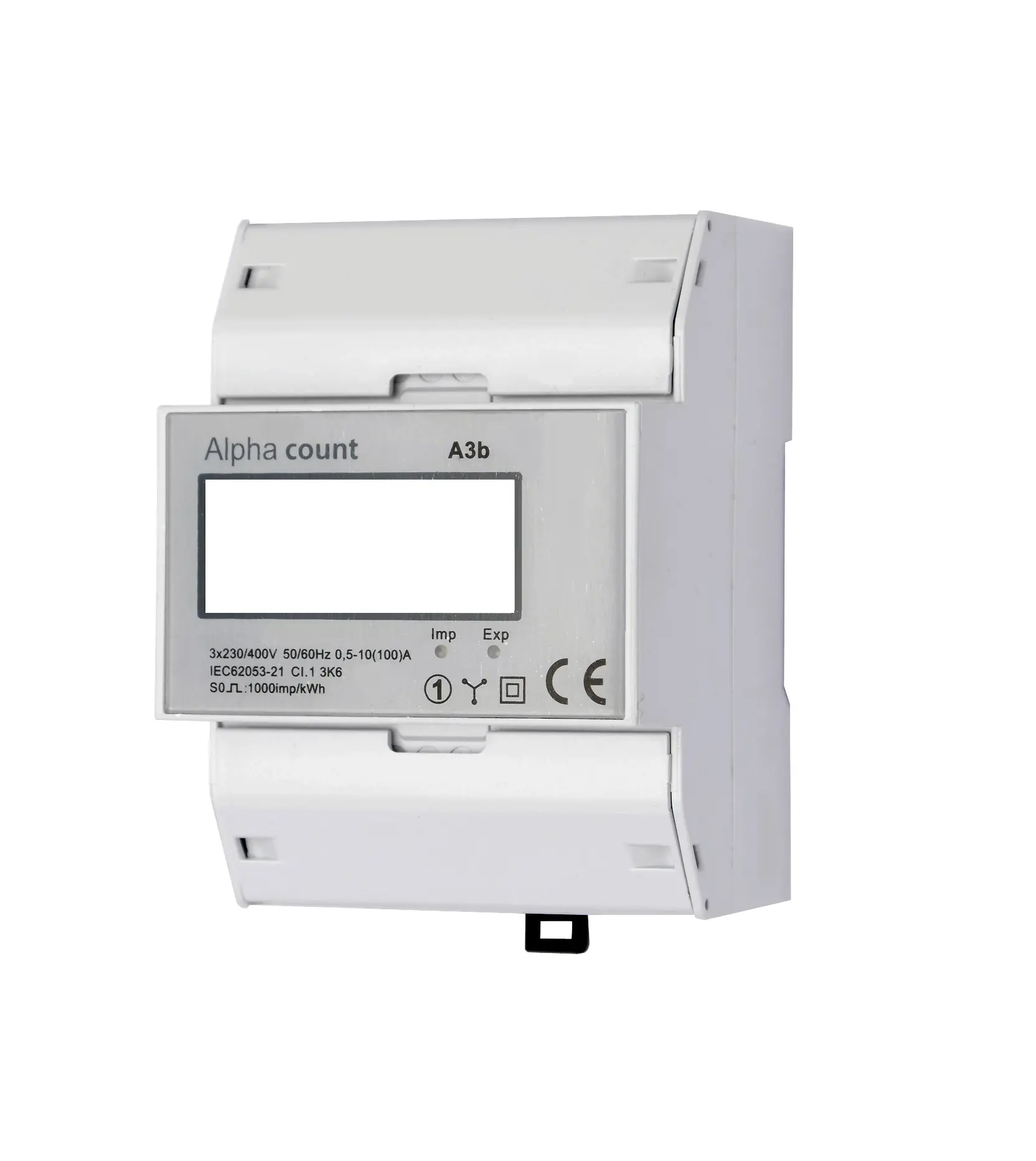 DIN rail meter A3b, 1-T, 3x230/400V, 0.5-10(100) A, without MID
