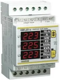 EMM-µD3h-485, 230VAC, .../1A (V I-I, V l-n, A, cosfi, f, ° T, h, W, Var, VA, kWh, kVarh, KVAh) - option 1A
