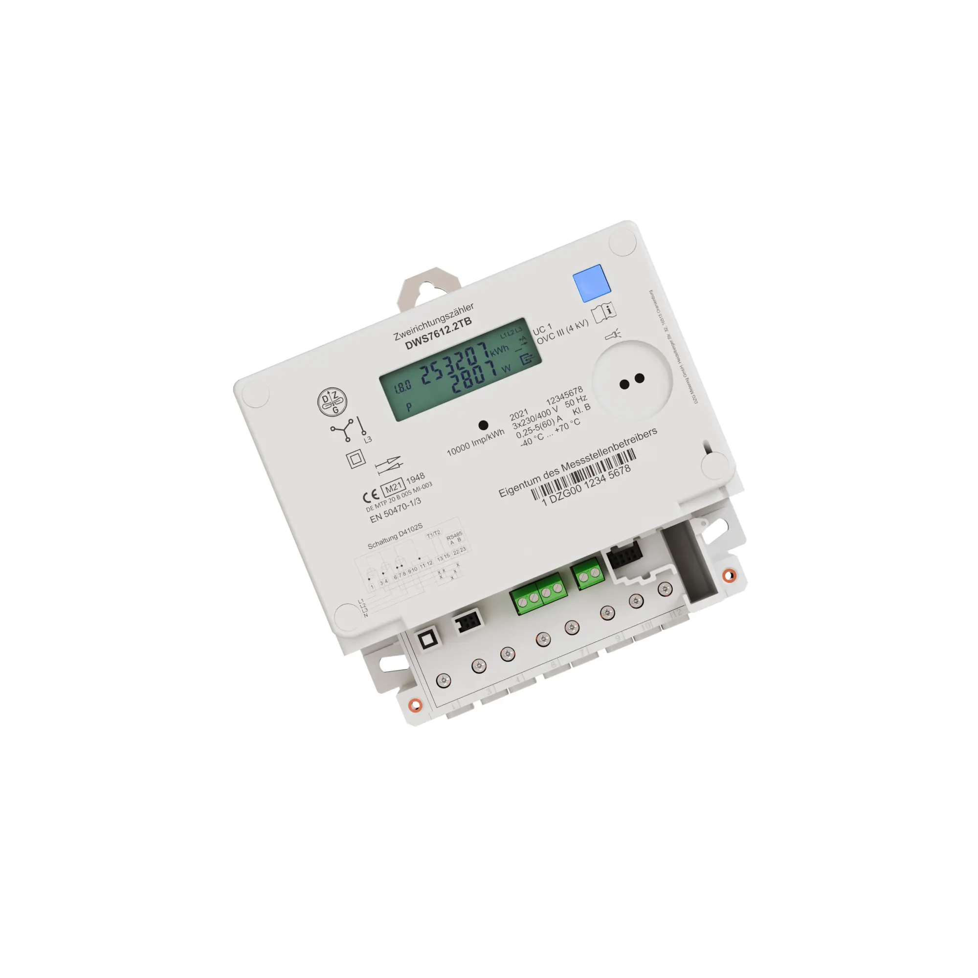 DWS7612.2V electricity meter 3x230/400V, 5/60A, 2-T (V-PK), +A/-A, MID, aditional module possibility - Image 4
